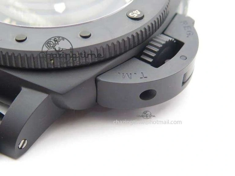PAM607 Q V6F Best Edition Real Ceramic on Black Leather Strap P9000