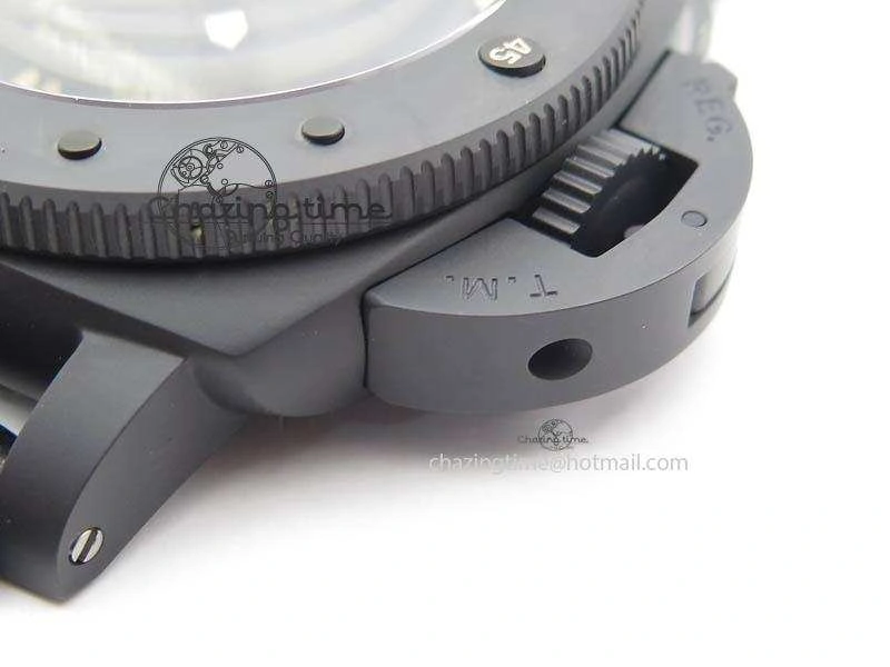 PAM607 Q V6F Best Edition Real Ceramic on Black Leather Strap P9000
