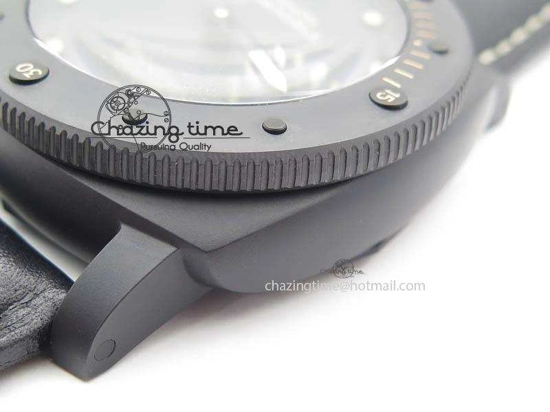 PAM607 Q V6F Best Edition Real Ceramic on Black Leather Strap P9000