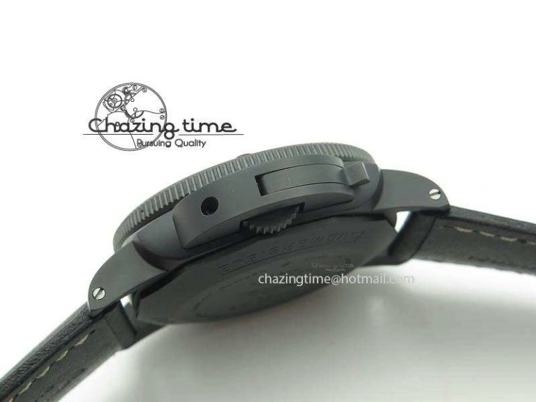 PAM607 Q V6F Best Edition Real Ceramic on Black Leather Strap P9000