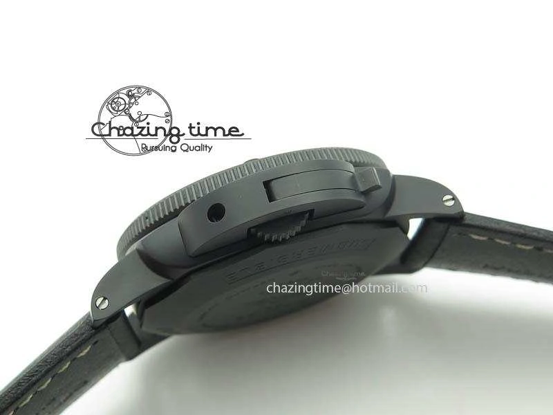 PAM607 Q V6F Best Edition Real Ceramic on Black Leather Strap P9000