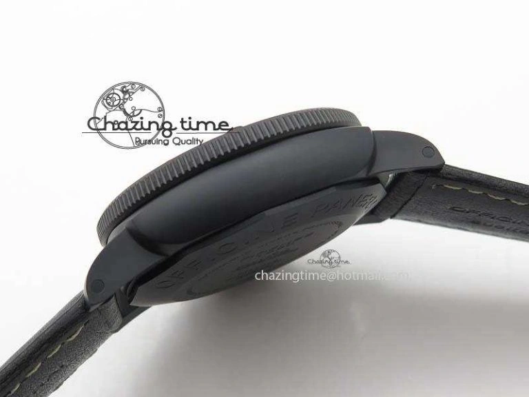 PAM607 Q V6F Best Edition Real Ceramic on Black Leather Strap P9000