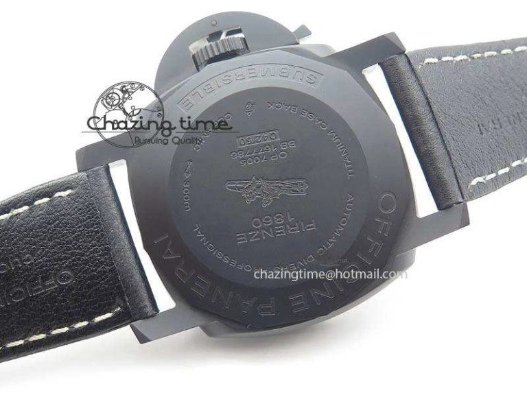 PAM607 Q V6F Best Edition Real Ceramic on Black Leather Strap P9000
