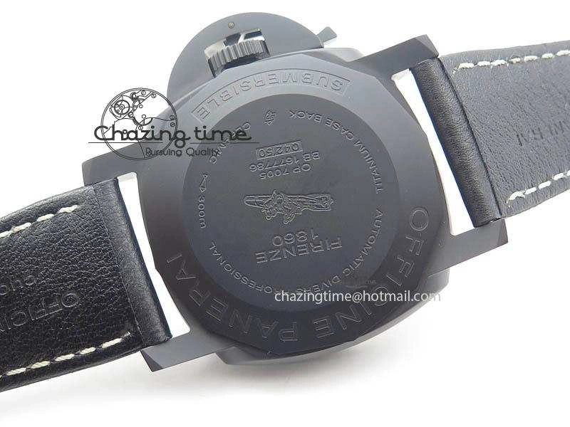 PAM607 Q V6F Best Edition Real Ceramic on Black Leather Strap P9000