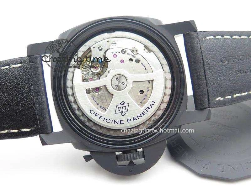 PAM607 Q V6F Best Edition Real Ceramic on Black Leather Strap P9000