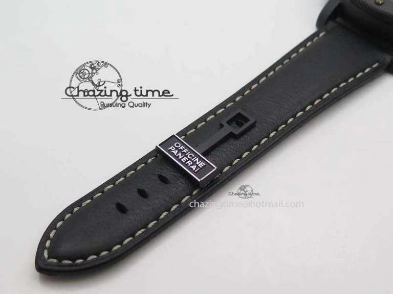 PAM607 Q V6F Best Edition Real Ceramic on Black Leather Strap P9000