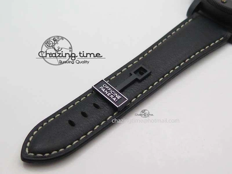 PAM607 Q V6F Best Edition Real Ceramic on Black Leather Strap P9000