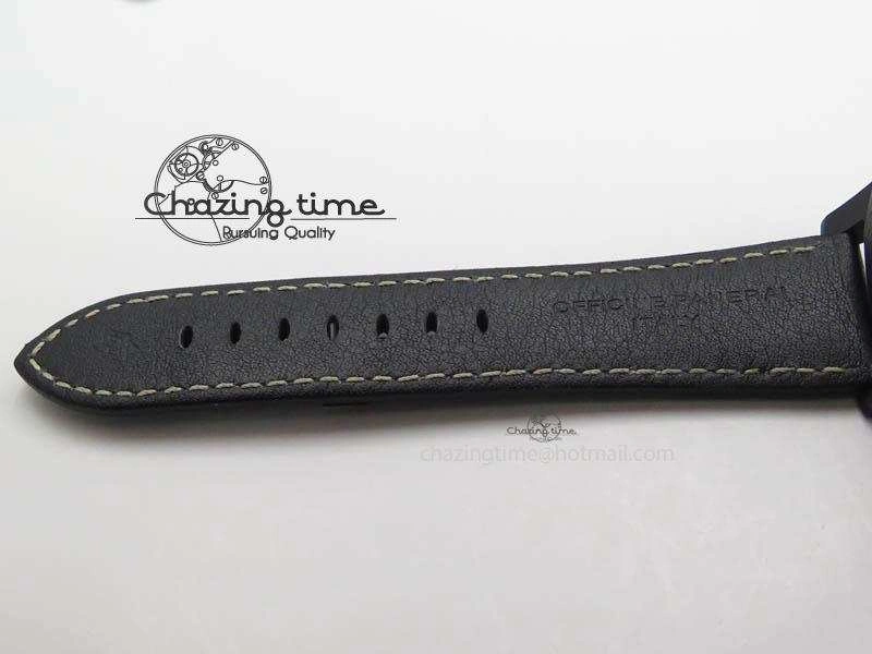 PAM607 Q V6F Best Edition Real Ceramic on Black Leather Strap P9000