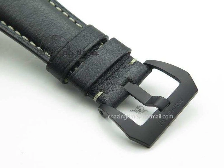 PAM607 Q V6F Best Edition Real Ceramic on Black Leather Strap P9000