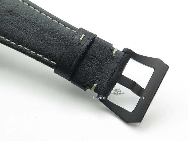 PAM607 Q V6F Best Edition Real Ceramic on Black Leather Strap P9000
