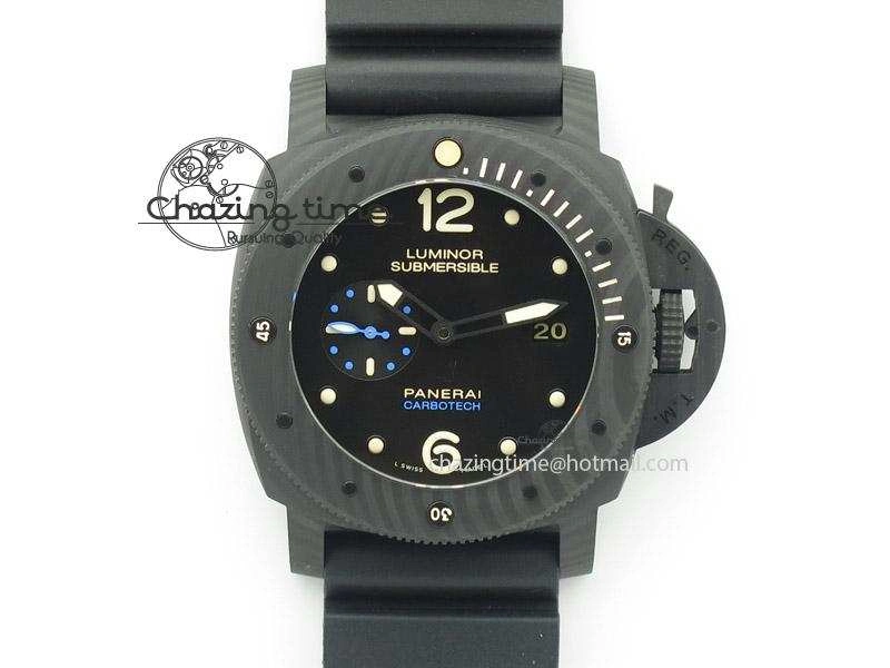 PAM616 Carbotech JF Best Edition On Blue Logo Black Rubber Strap P9000 Clone