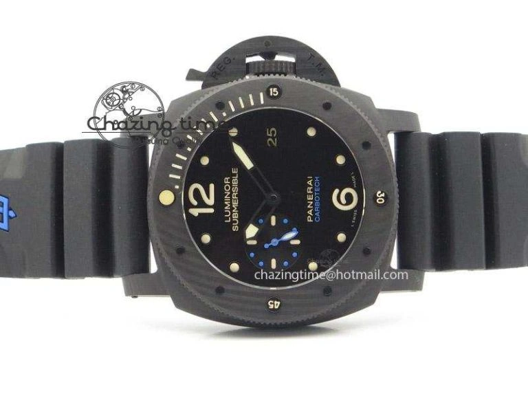 PAM616 Carbotech JF Best Edition On Blue Logo Black Rubber Strap P9000 Clone