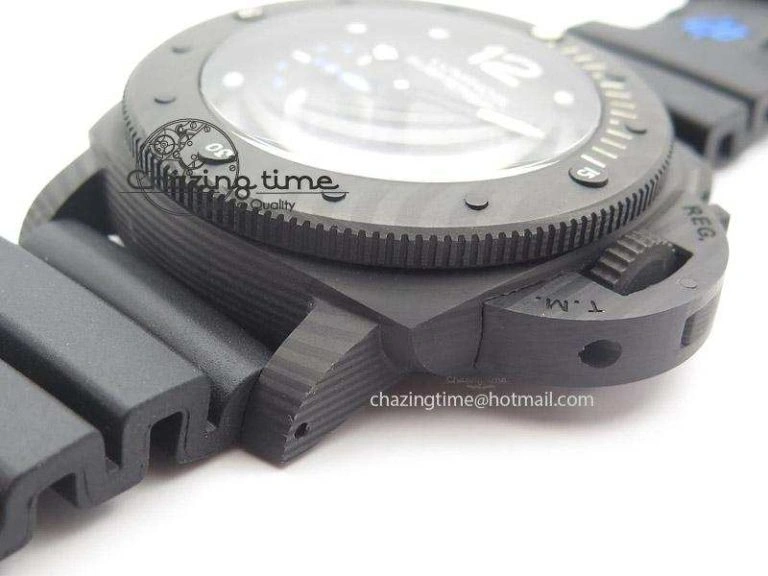 PAM616 Carbotech JF Best Edition On Blue Logo Black Rubber Strap P9000 Clone