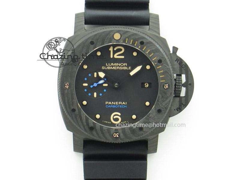 PAM616 Carbotech V6F Best Edition on Blue Logo Black Rubber Strap P9000