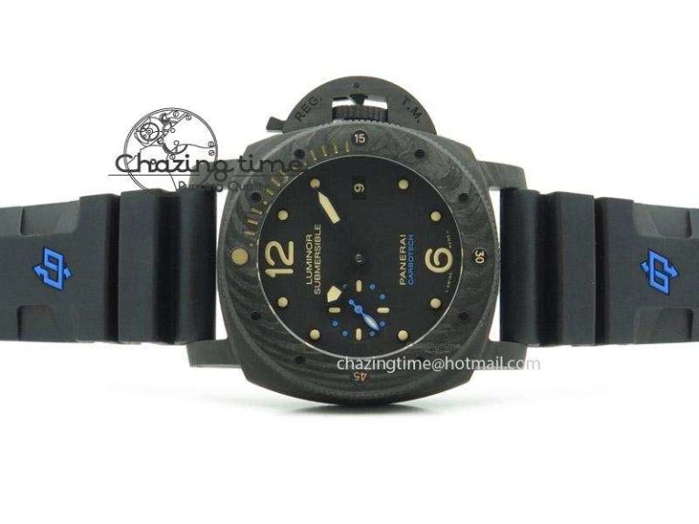 PAM616 Carbotech V6F Best Edition on Blue Logo Black Rubber Strap P9000