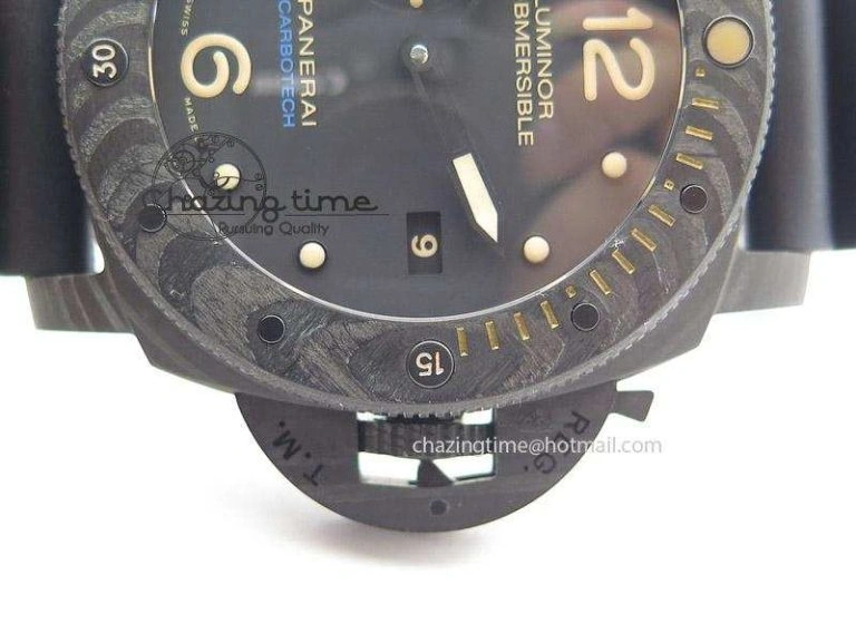 PAM616 Carbotech V6F Best Edition on Blue Logo Black Rubber Strap P9000