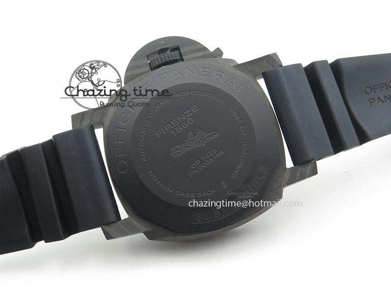 PAM616 Carbotech V6F Best Edition on Blue Logo Black Rubber Strap P9000