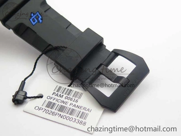 PAM616 Carbotech VSF Best Edition On Blue Logo Black Rubber Strap P.9000 Super Clone V3 (Free Leather Strap)