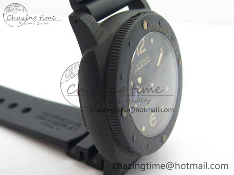 PAM616 Carbotech VSF Best Edition On Blue Logo Black Rubber Strap P.9000 Super Clone V3 (Free Leather Strap)