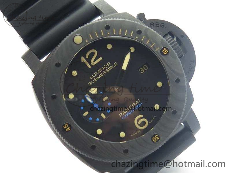 PAM616 Carbotech VSF Best Edition On Blue Logo Black Rubber Strap P.9000 Super Clone V3 (Free Leather Strap)
