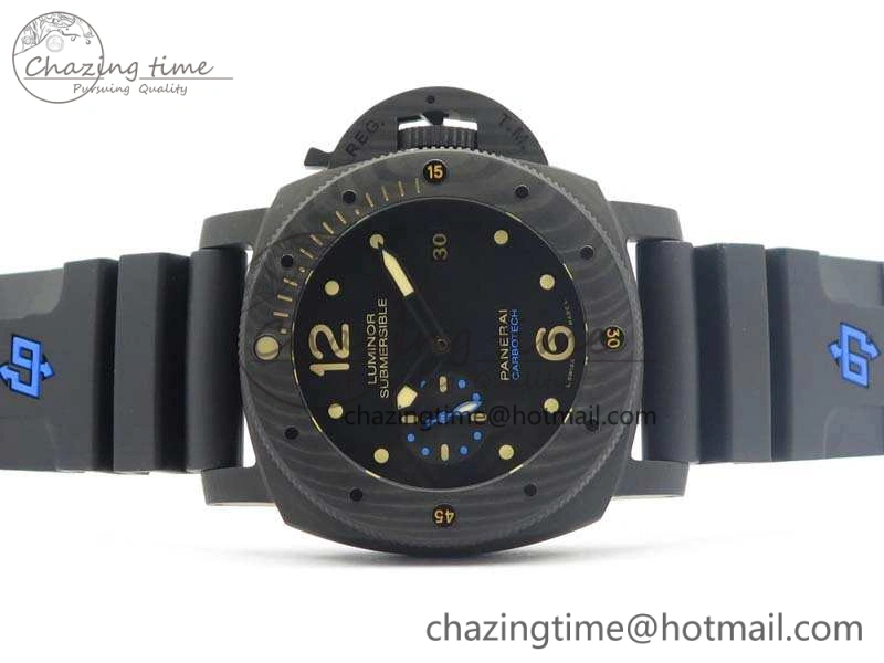 PAM616 Carbotech VSF Best Edition On Blue Logo Black Rubber Strap P.9000 Super Clone V3 (Free Leather Strap)