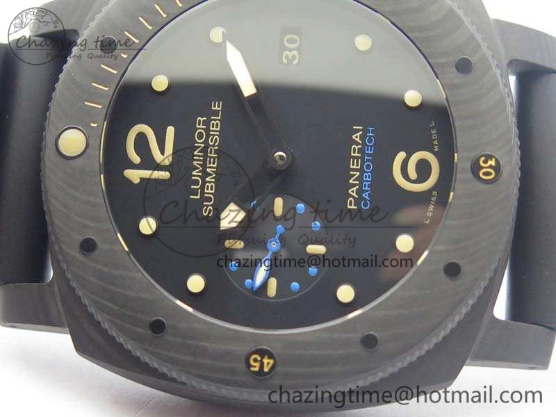PAM616 Carbotech VSF Best Edition On Blue Logo Black Rubber Strap P.9000 Super Clone V3 (Free Leather Strap)