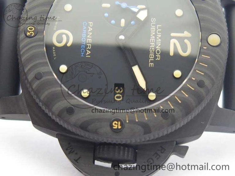 PAM616 Carbotech VSF Best Edition On Blue Logo Black Rubber Strap P.9000 Super Clone V3 (Free Leather Strap)