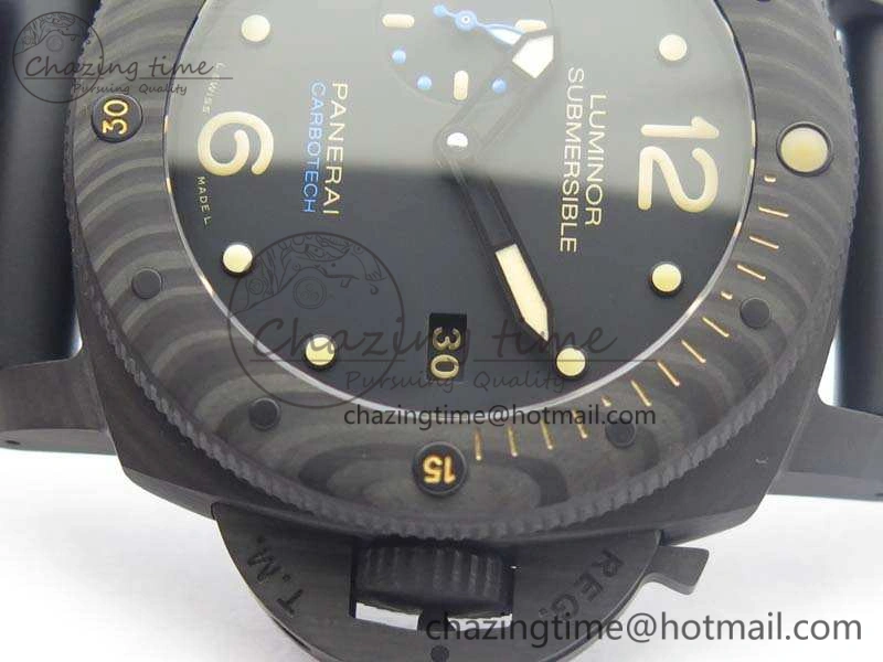 PAM616 Carbotech VSF Best Edition On Blue Logo Black Rubber Strap P.9000 Super Clone V3 (Free Leather Strap)