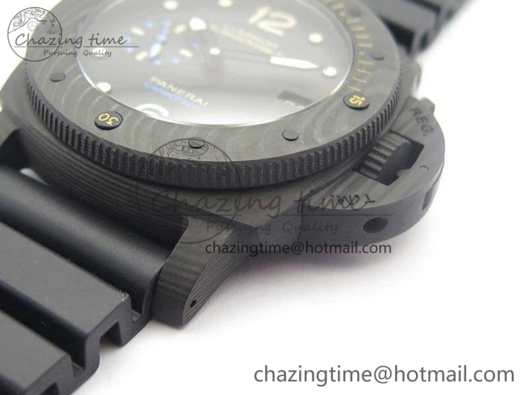 PAM616 Carbotech VSF Best Edition On Blue Logo Black Rubber Strap P.9000 Super Clone V3 (Free Leather Strap)