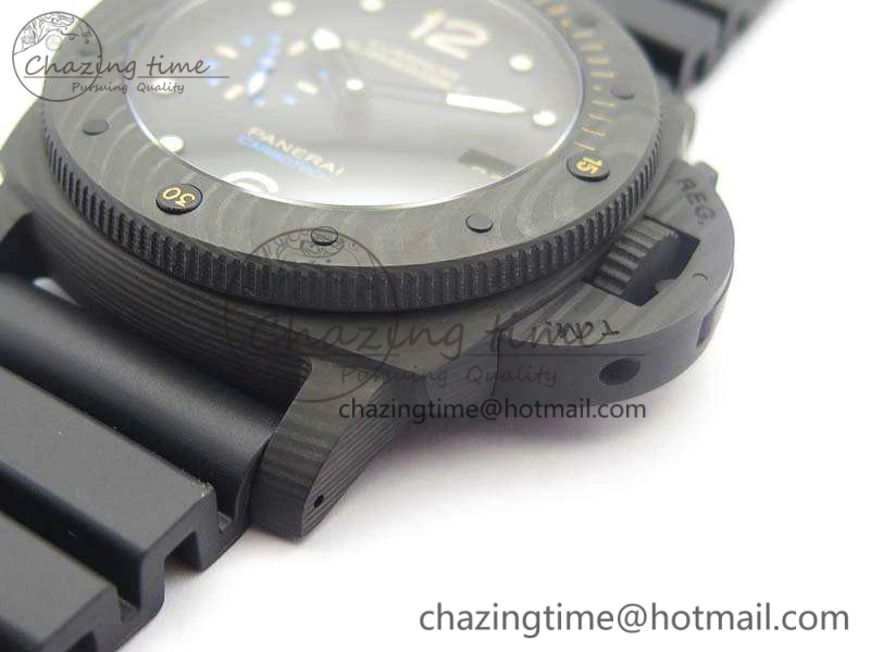 PAM616 Carbotech VSF Best Edition On Blue Logo Black Rubber Strap P.9000 Super Clone V3 (Free Leather Strap)