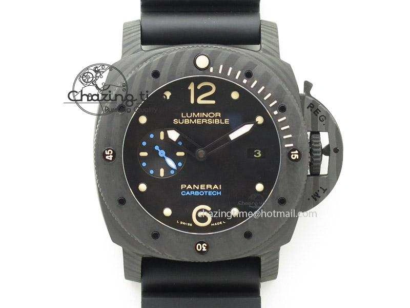PAM616 Carbotech ZF Best Edition On Blue Logo Black Rubber Strap P9000