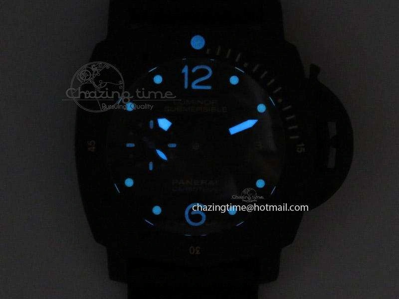 PAM616 Carbotech ZF Best Edition On Blue Logo Black Rubber Strap P9000