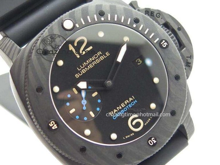 PAM616 Carbotech ZF Best Edition On Blue Logo Black Rubber Strap P9000