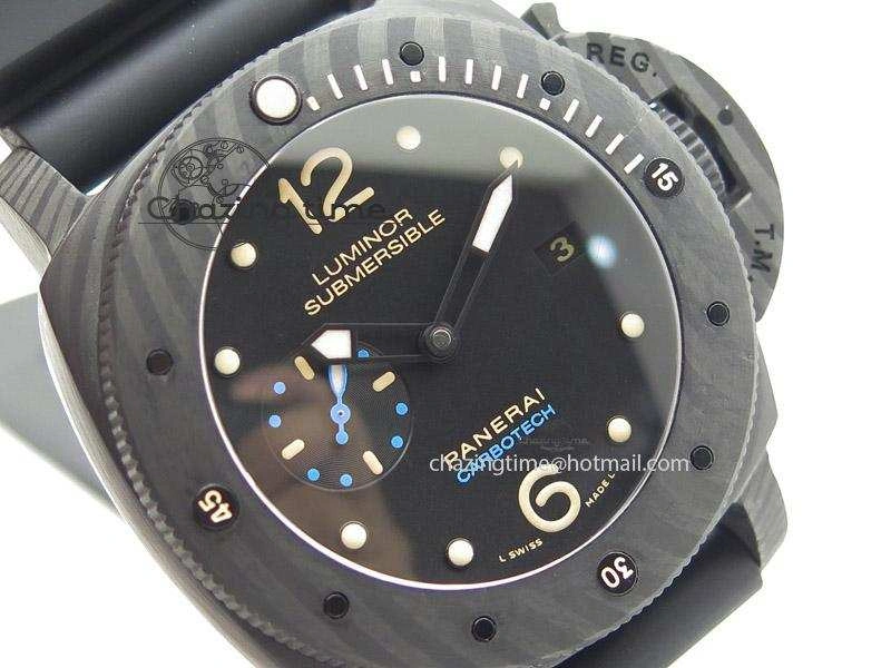 PAM616 Carbotech ZF Best Edition On Blue Logo Black Rubber Strap P9000