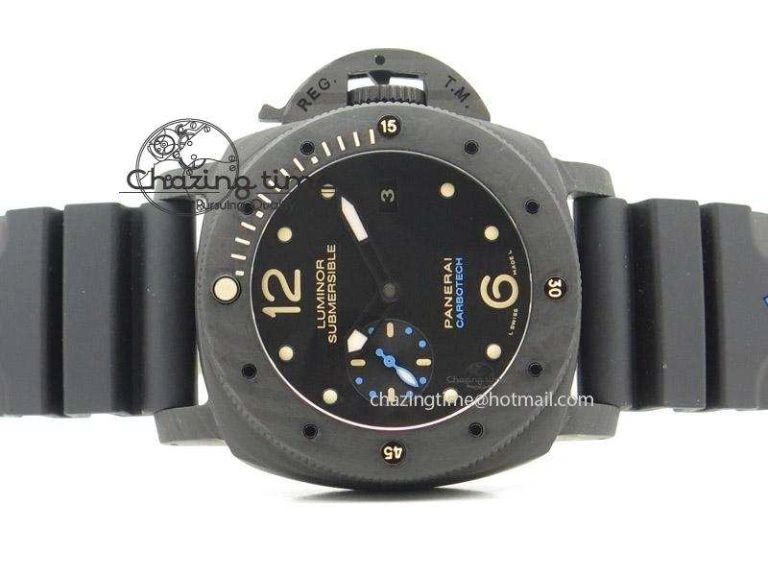 PAM616 Carbotech ZF Best Edition On Blue Logo Black Rubber Strap P9000