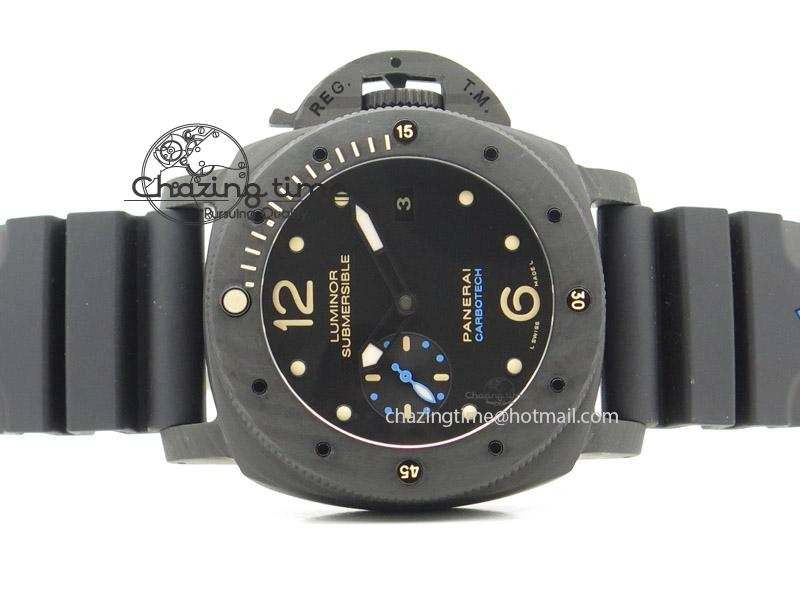 PAM616 Carbotech ZF Best Edition On Blue Logo Black Rubber Strap P9000
