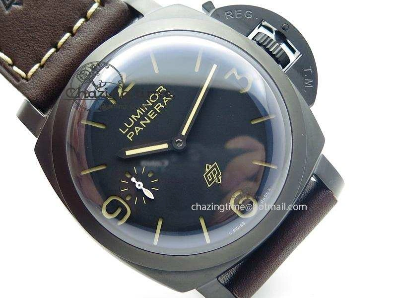 PAM617 R Luminor 1950 DLC V6F California Dial Sapphire Crystal On Brown Leather Strap P3000