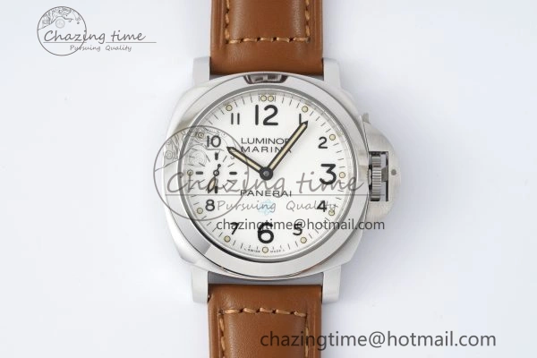 PAM660 W HWF 1:1 Best Edition White Dial on Brown Leather Strap A6497
