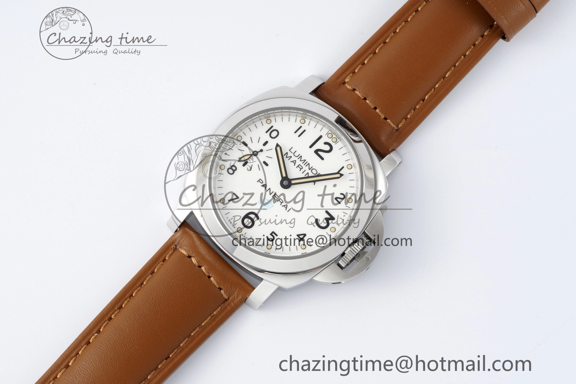 PAM660 W HWF 1:1 Best Edition White Dial on Brown Leather Strap A6497