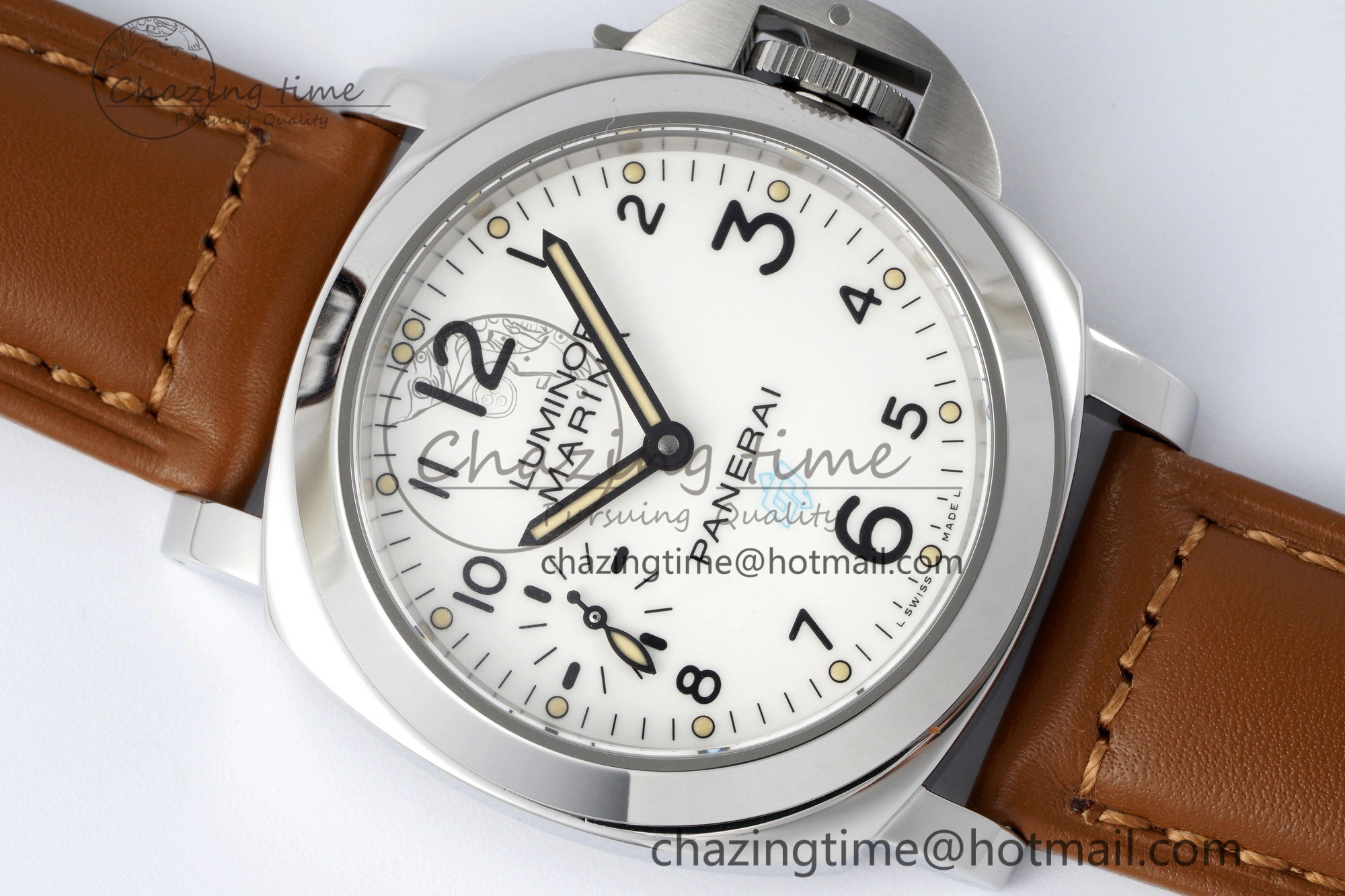 PAM660 W HWF 1:1 Best Edition White Dial on Brown Leather Strap A6497