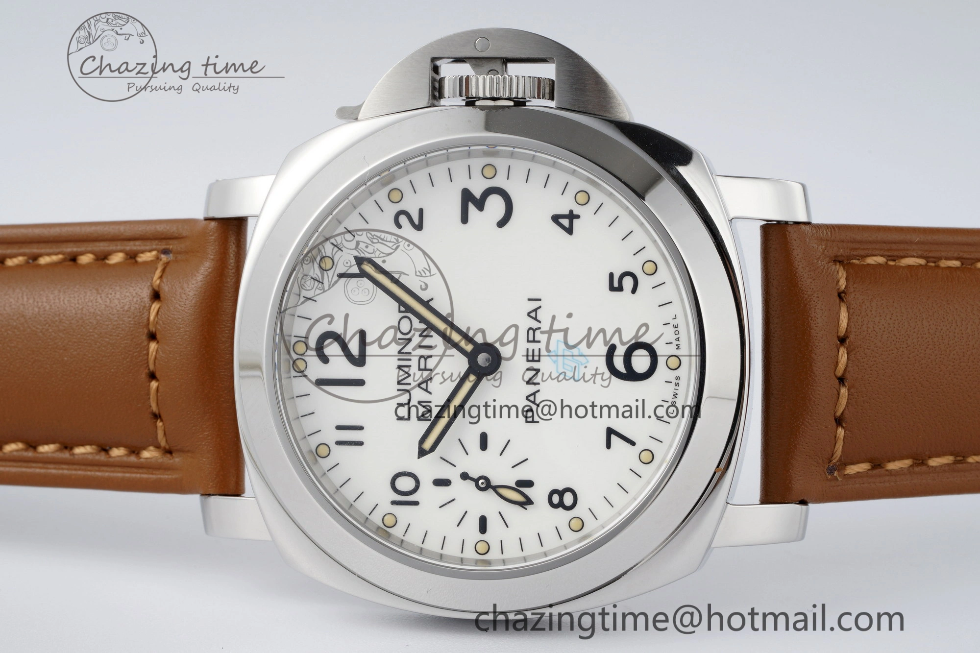 PAM660 W HWF 1:1 Best Edition White Dial on Brown Leather Strap A6497