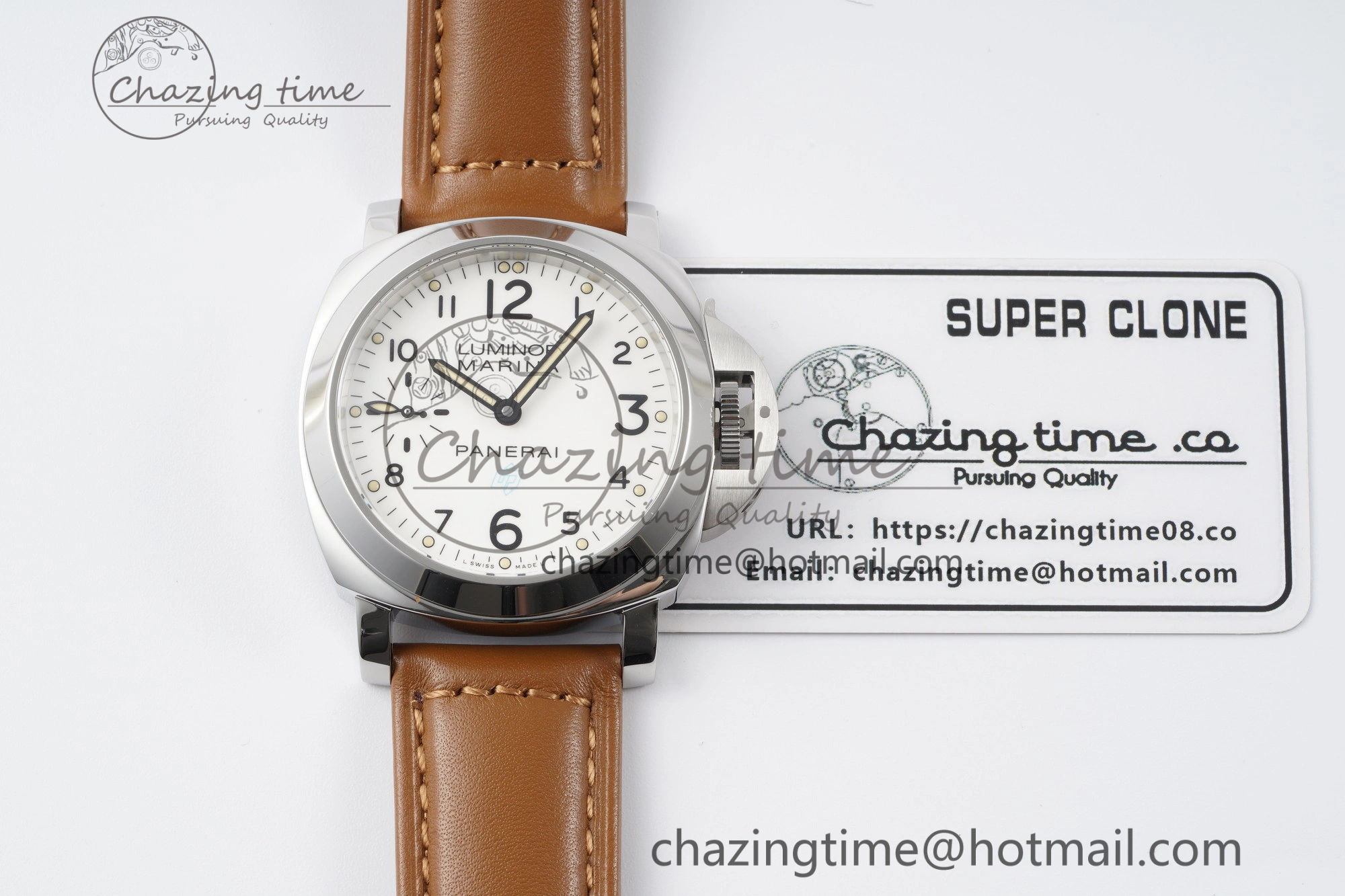 PAM660 W HWF 1:1 Best Edition White Dial on Brown Leather Strap A6497