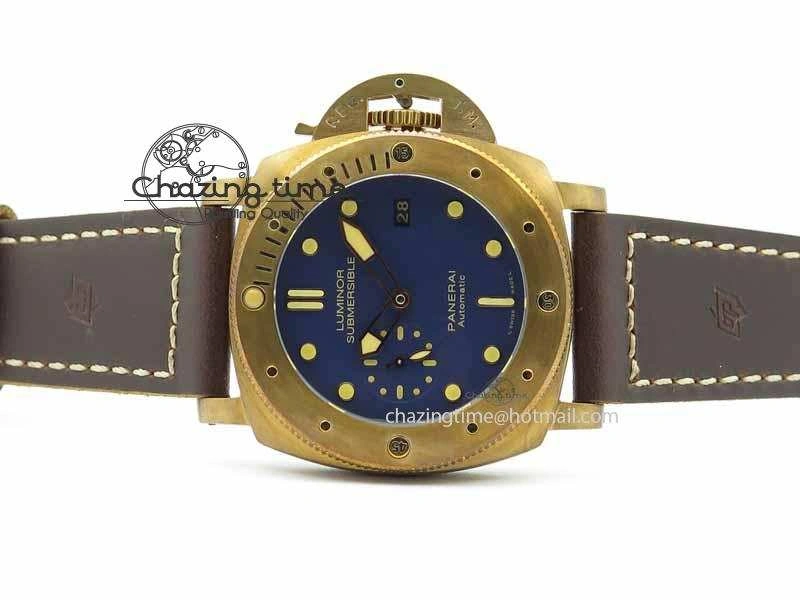 PAM671 T Bronzo XF Best Edition Blue Dial On Dark Brown Leather Strap P.9010 V2