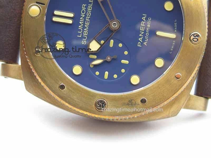 PAM671 T Bronzo XF Best Edition Blue Dial On Dark Brown Leather Strap P.9010 V2