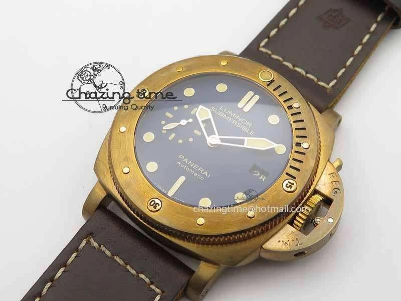PAM671 T Bronzo XF Best Edition Blue Dial On Dark Brown Leather Strap P.9010 V2