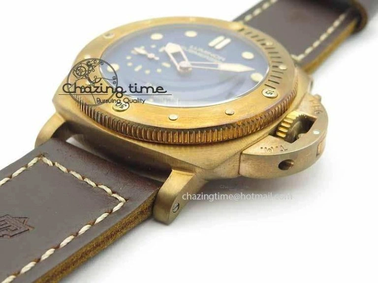 PAM671 T Bronzo XF Best Edition Blue Dial On Dark Brown Leather Strap P.9010 V2