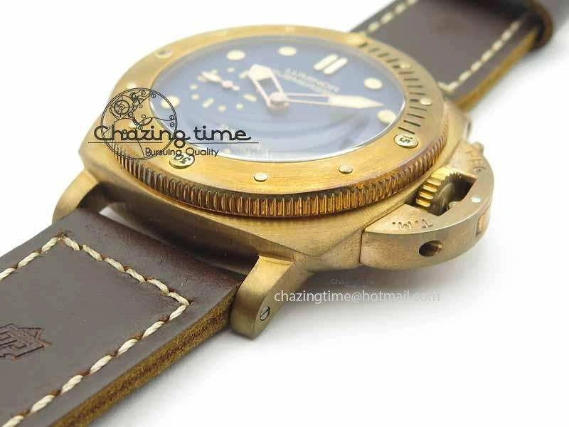 PAM671 T Bronzo XF Best Edition Blue Dial On Dark Brown Leather Strap P.9010 V2