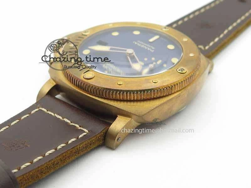PAM671 T Bronzo XF Best Edition Blue Dial On Dark Brown Leather Strap P.9010 V2