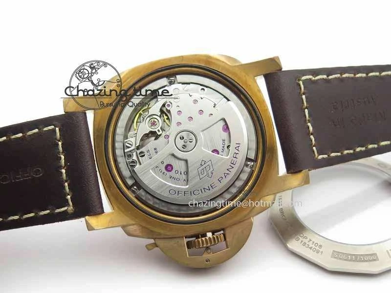PAM671 T Bronzo XF Best Edition Blue Dial On Dark Brown Leather Strap P.9010 V2