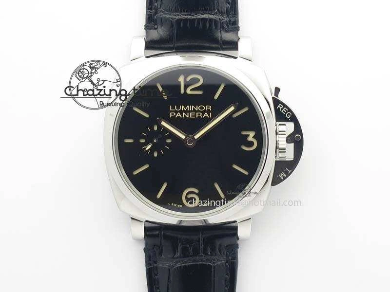 PAM676 Luminor Due 3 Days Acciaio V6F Best Edition On Black Leather Strap P.1000